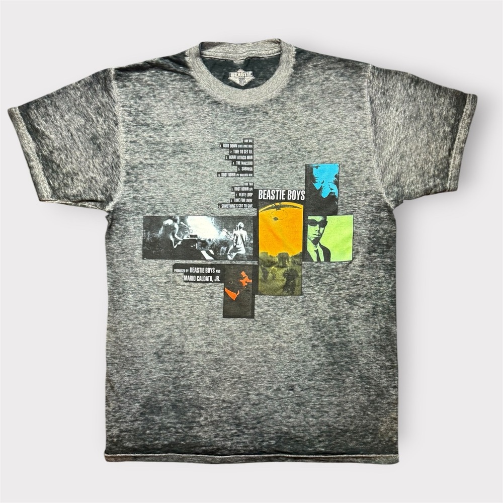 Beastie‎ Boys Root Down EP Graphic T-Shirt Grey Acid Wash Mens Medium Cotton Tee